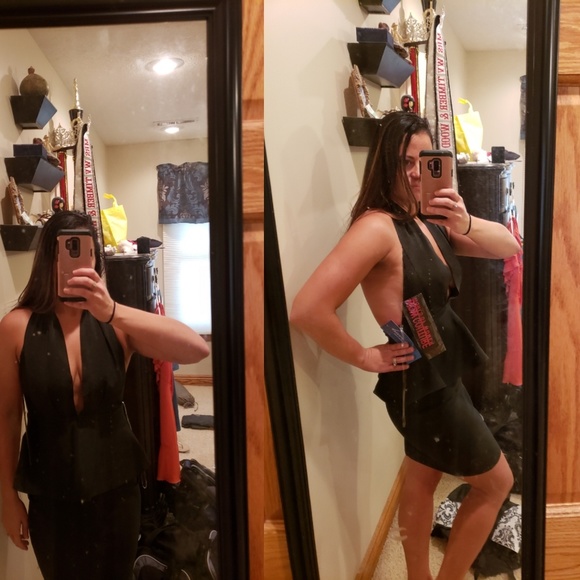 *3/$15 Black bodycon halter dress size L wow wear - Picture 2 of 5